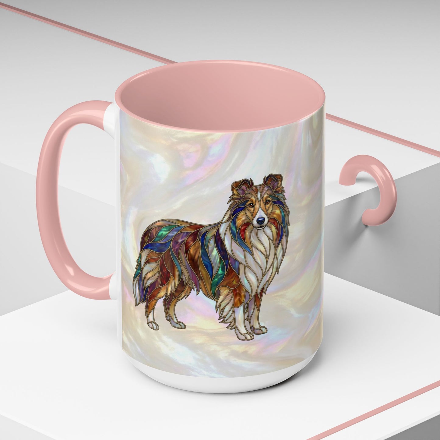 Sheltie Accent Coffee Mug – Stained Glass Design 11/15oz - 14645
