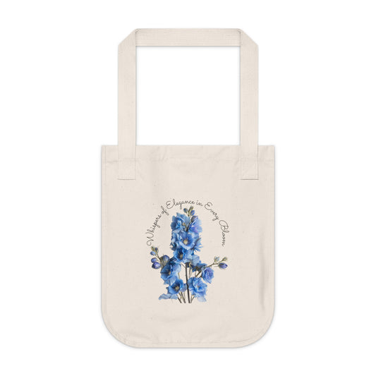 Happy Birthday, July, Delphinium - Customized Organic Canvas Tote Bag