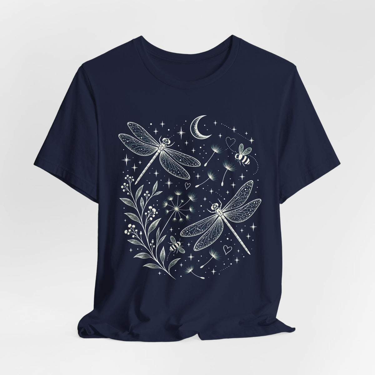 Dragonfly Moon T-Shirt, Whimsical Celestial Nature Tee - 14518