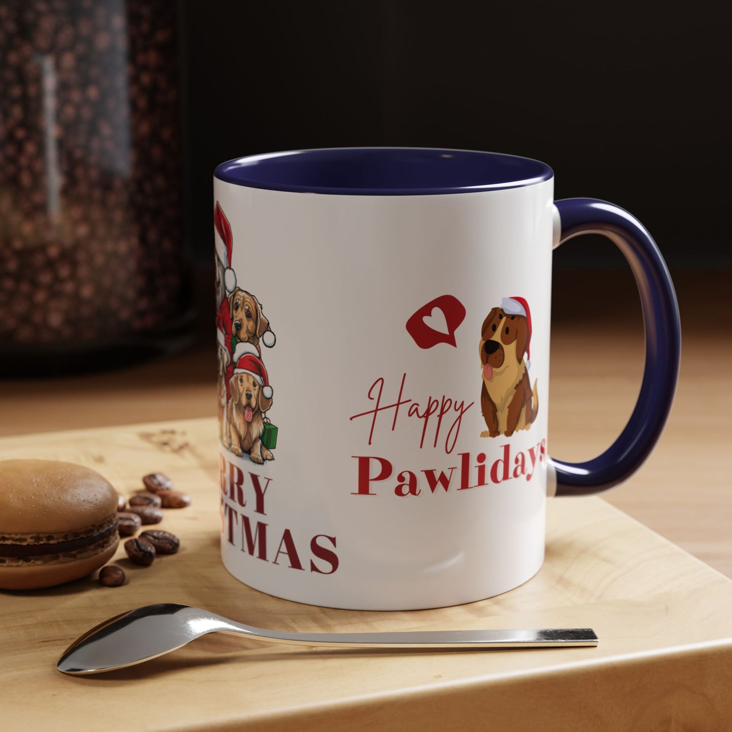 Dogs, Merry Christmas - Accent Coffee Mug (11, 15oz)