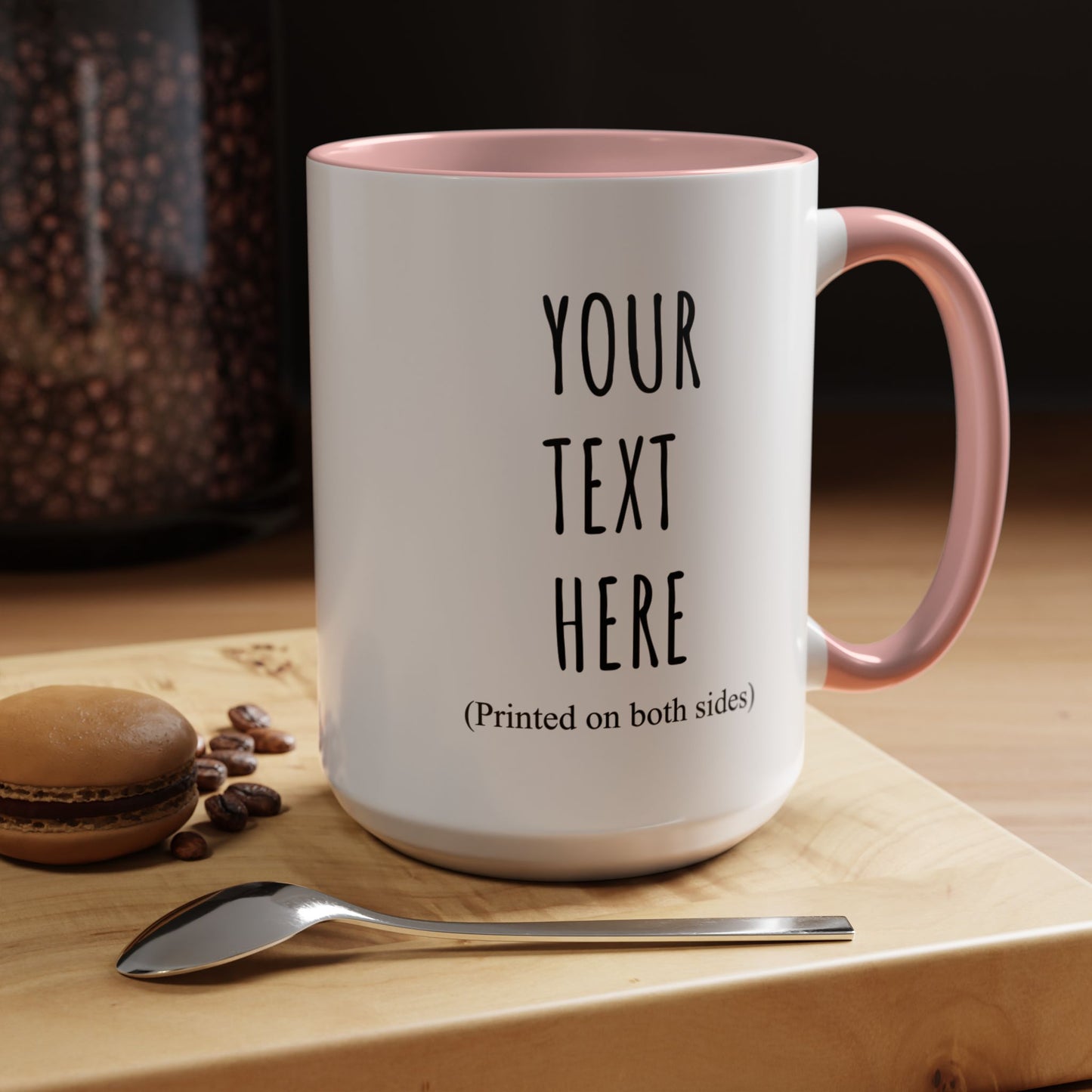 Personalized Accent Coffee Mug – Custom Text Printed Both Sides (11oz & 15oz) - 14676
