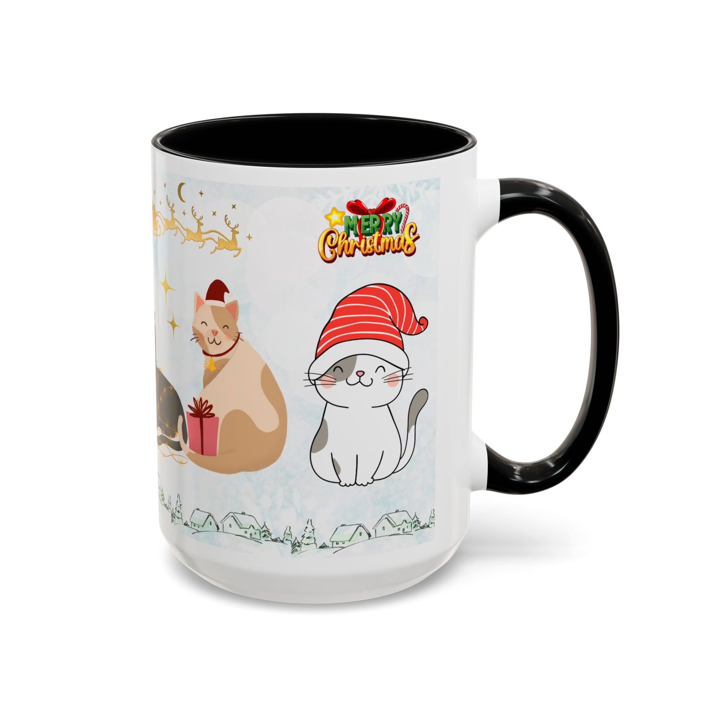 Merry Christmas, Cats - Accent Coffee Mug (11, 15oz)