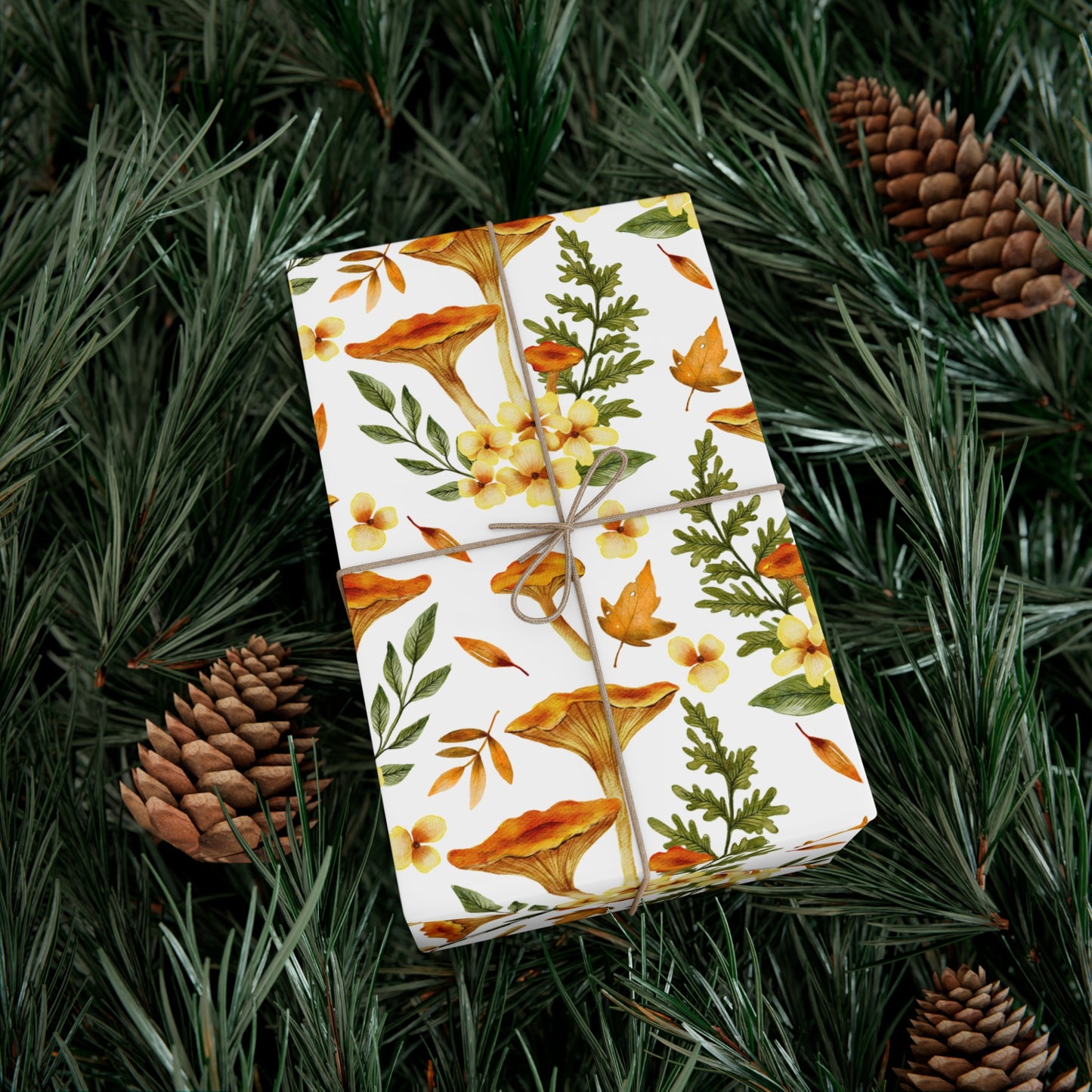 Mushroom & Flowers, Yellow - Gift Wrap Papers - 10241