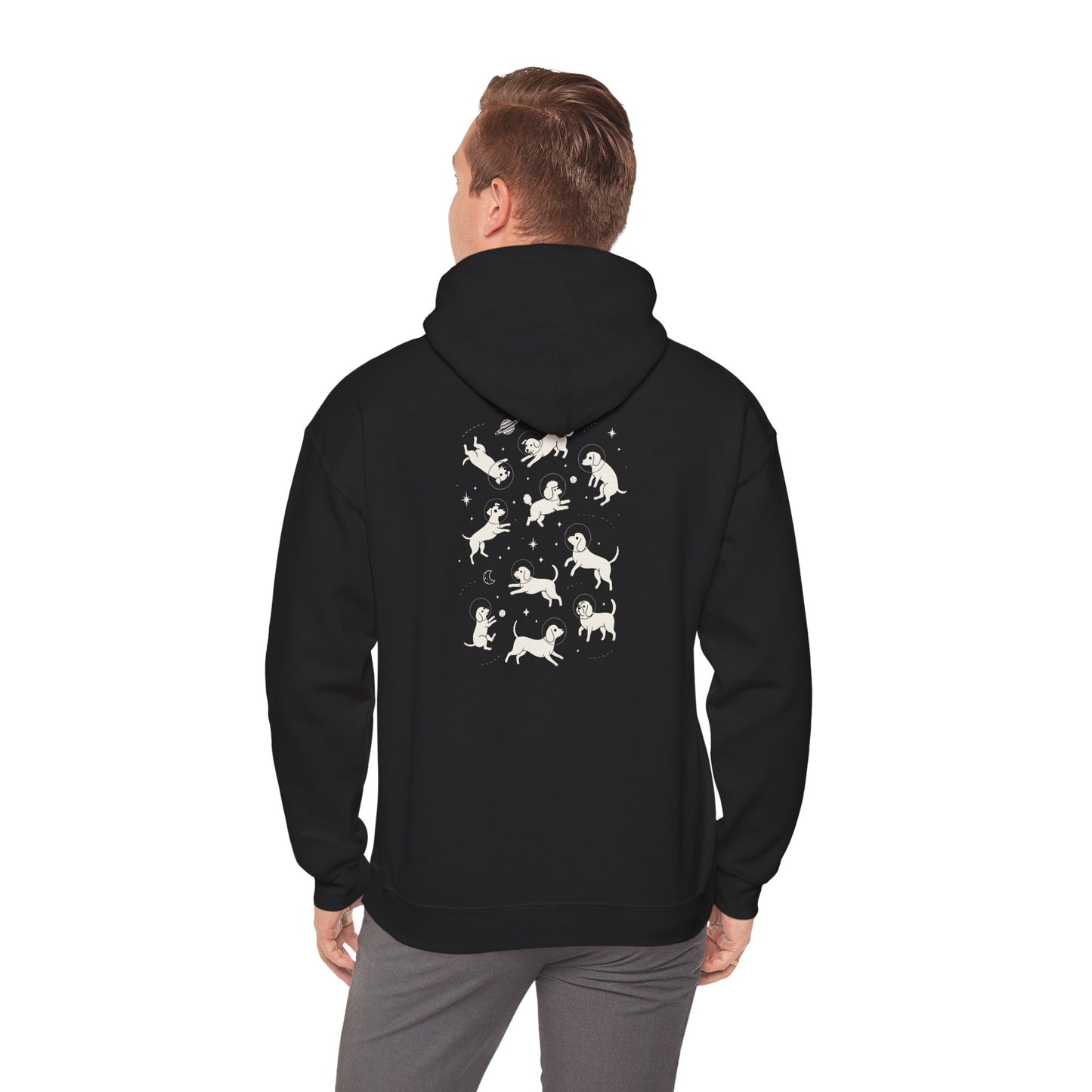 Dog in Space Hoodie – Space Puppy Graphic Hooded Sweatshirt, Unisex Heavy Blend™ - 14679