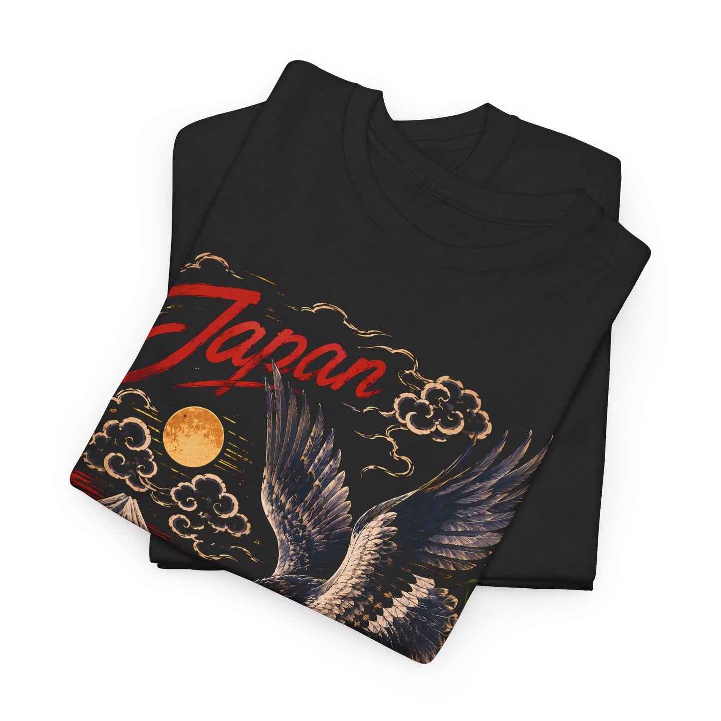 Japan Tiger & Eagle Graphic T-Shirt – Vintage Japanese Tattoo Style Tee - 14910