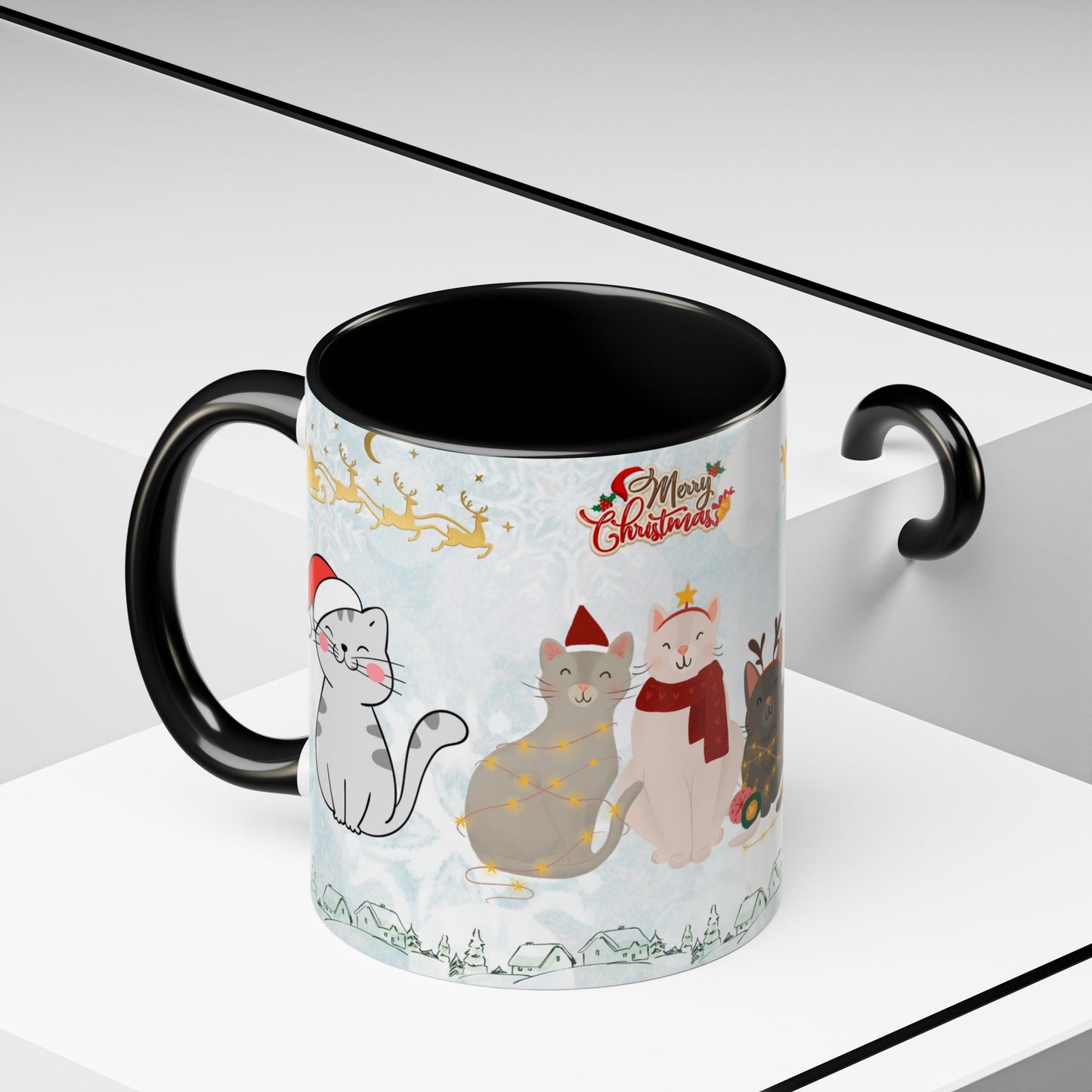 Merry Christmas, Cats - Accent Coffee Mug (11, 15oz)