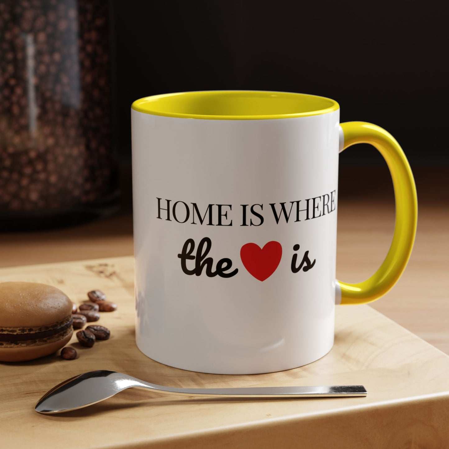 "Home is Where the Heart is" Coffee Mug —  Minimal Accent Ceramic Mug (11/15oz) - 14684