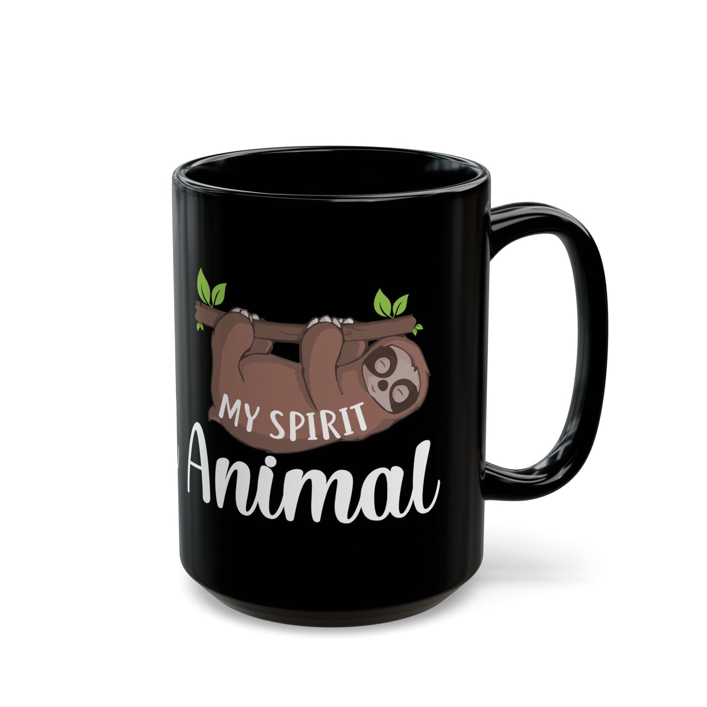 Yoga: Sloth Spirit Animal Mug, Black Ceramic Coffee Cup, Gift for Sloth Lovers - 13212