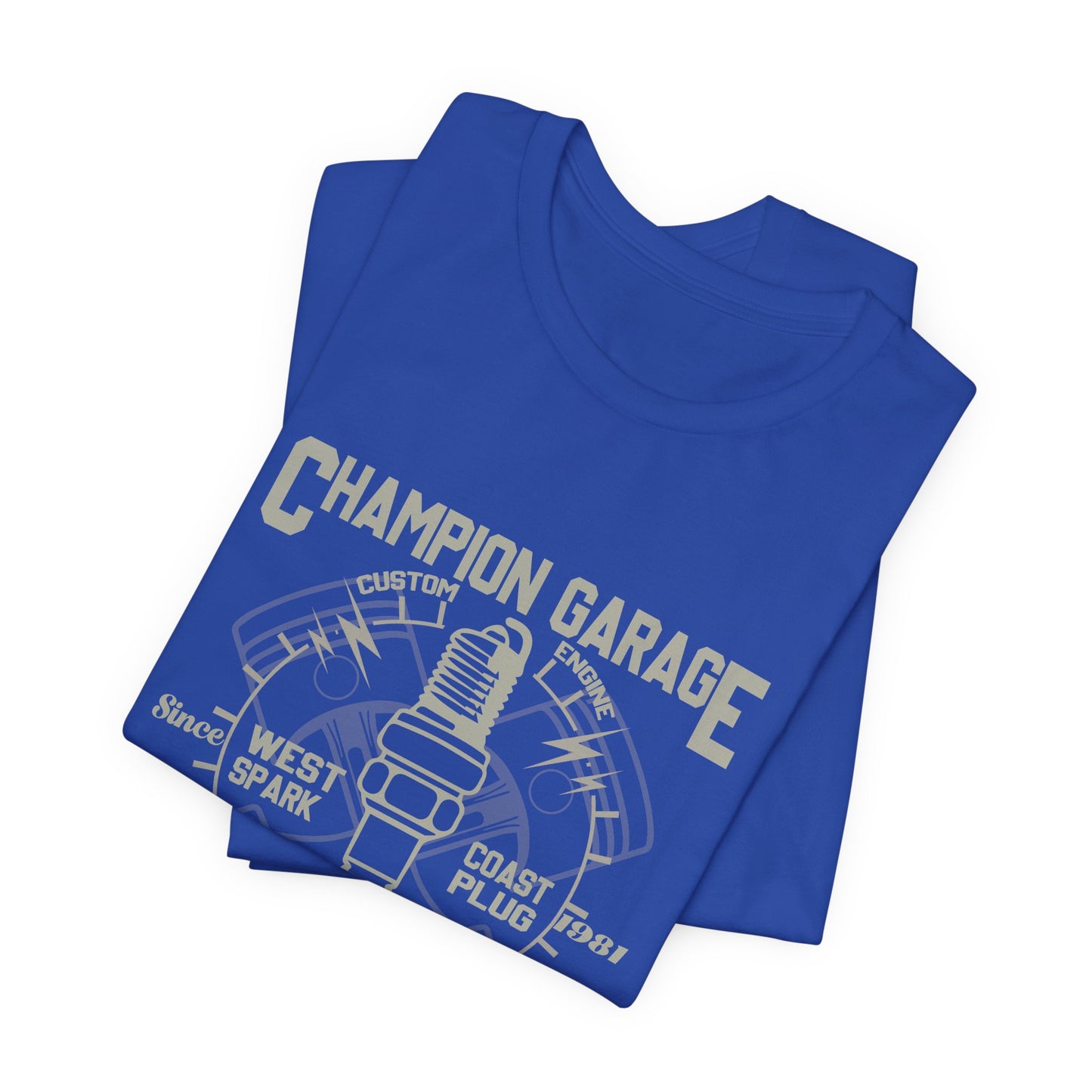 Champion Garage, Motorcycle Repair & Service - Unisex Jersey Short Sleeve Tee