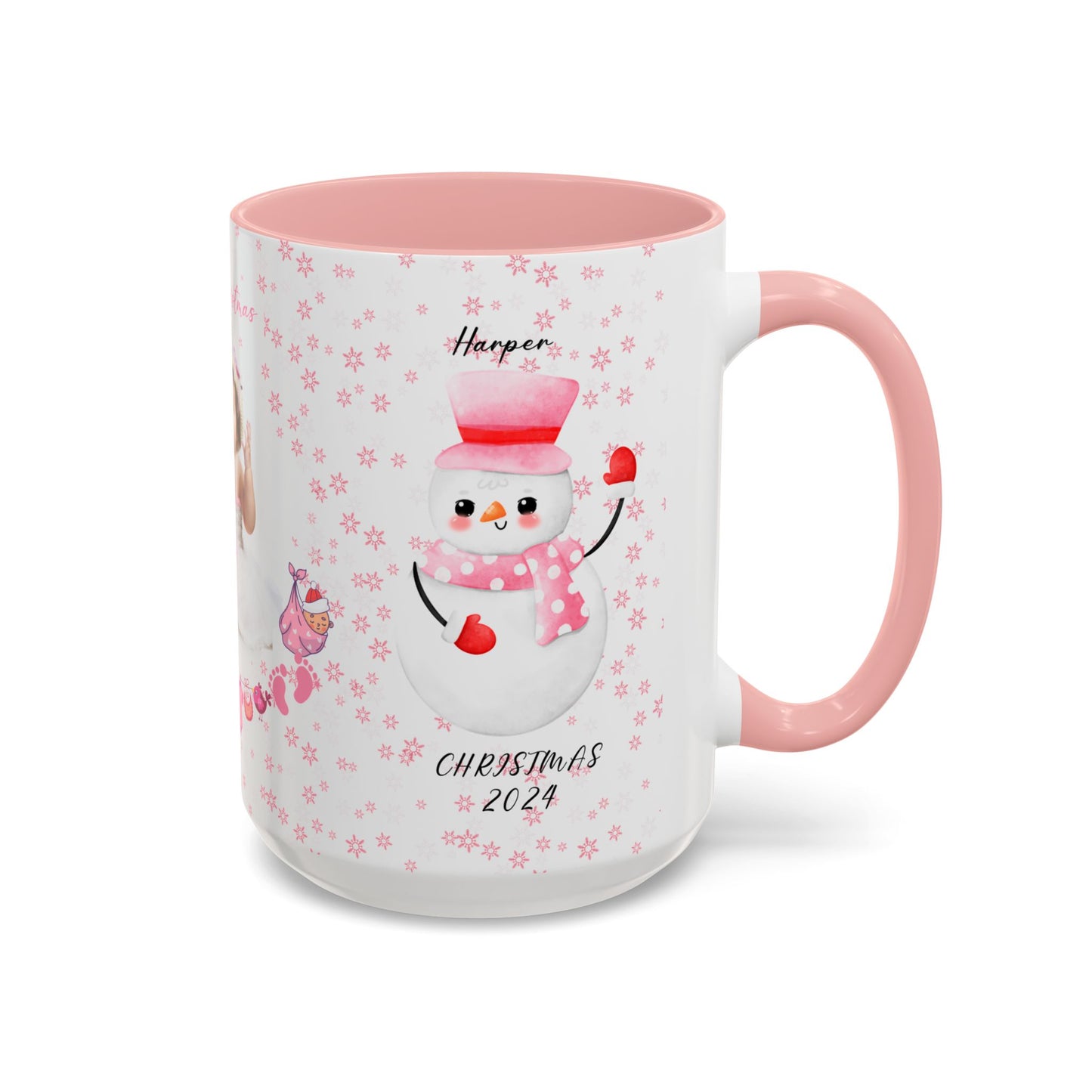 First Christmas, Baby Girl, Customizable - Accent Coffee Mug (11, 15oz) - 10001