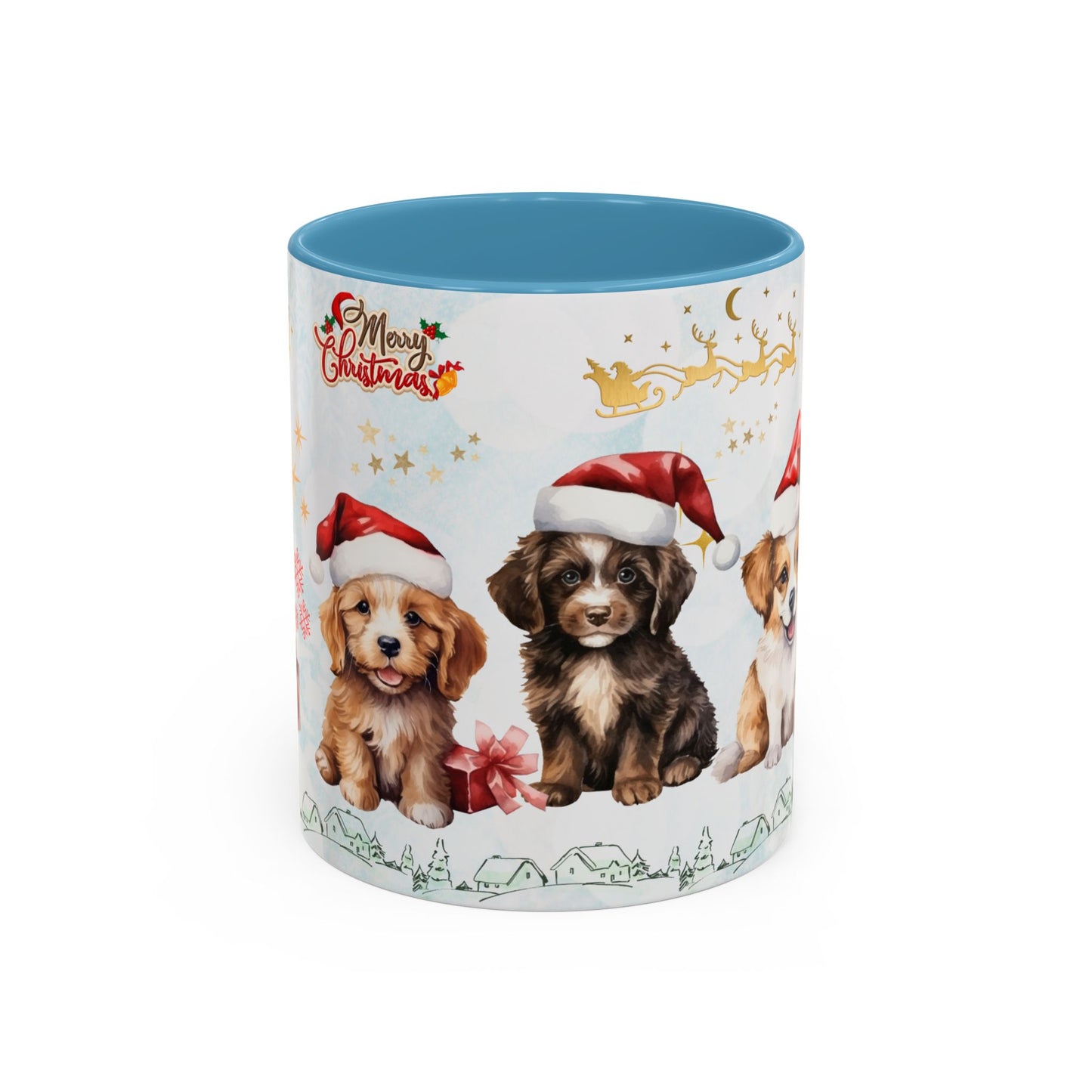 Merry Christmas, Puppies - Accent Coffee Mug (11, 15oz)