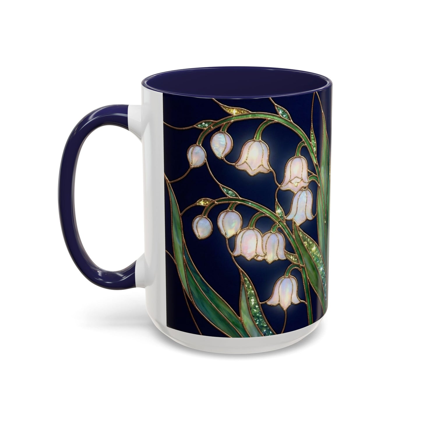 Lily of the Valley Floral Accent Coffee Mug — Stained Glass Design 11/15oz - 14596
