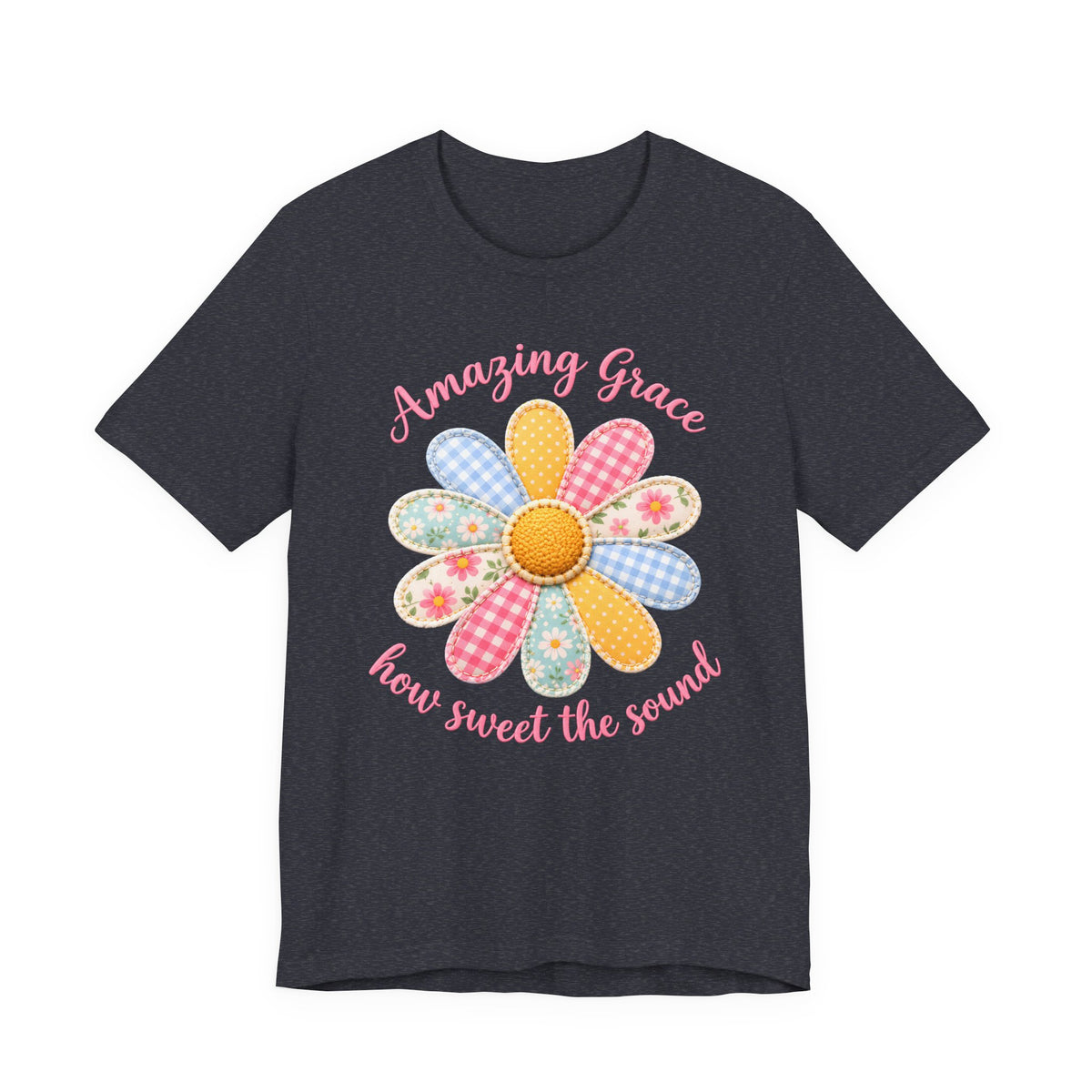 Amazing Grace Daisy T-Shirt, “How Sweet the Sound” Floral Christian Tee - 14992