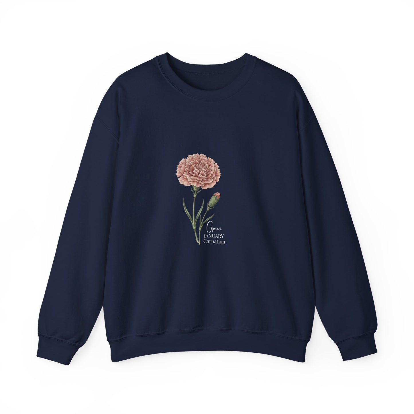 January Carnation Crewneck Sweatshirt — Customizable - 14673