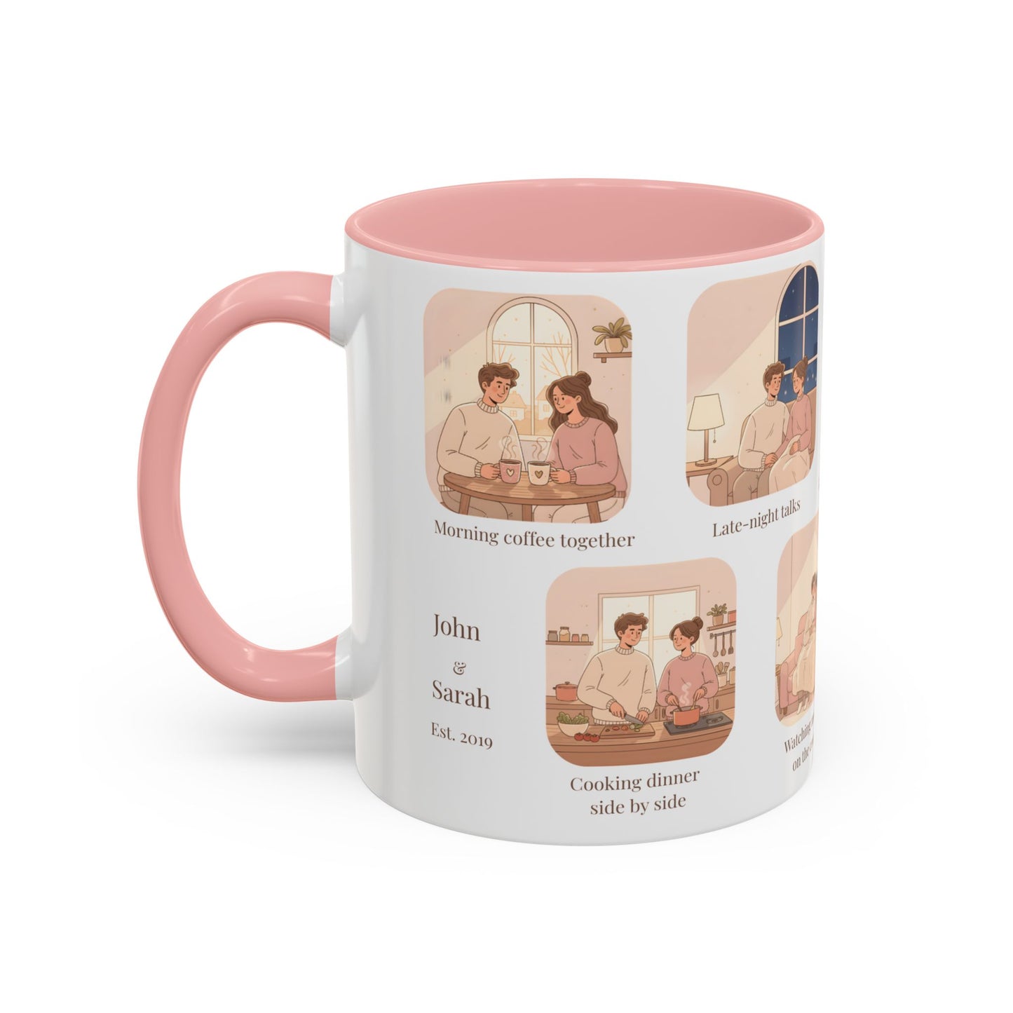 Our Favorite Things to Do Valentine’s Mug – Cozy Couples Illustrated Accent Coffee Mug - 14701