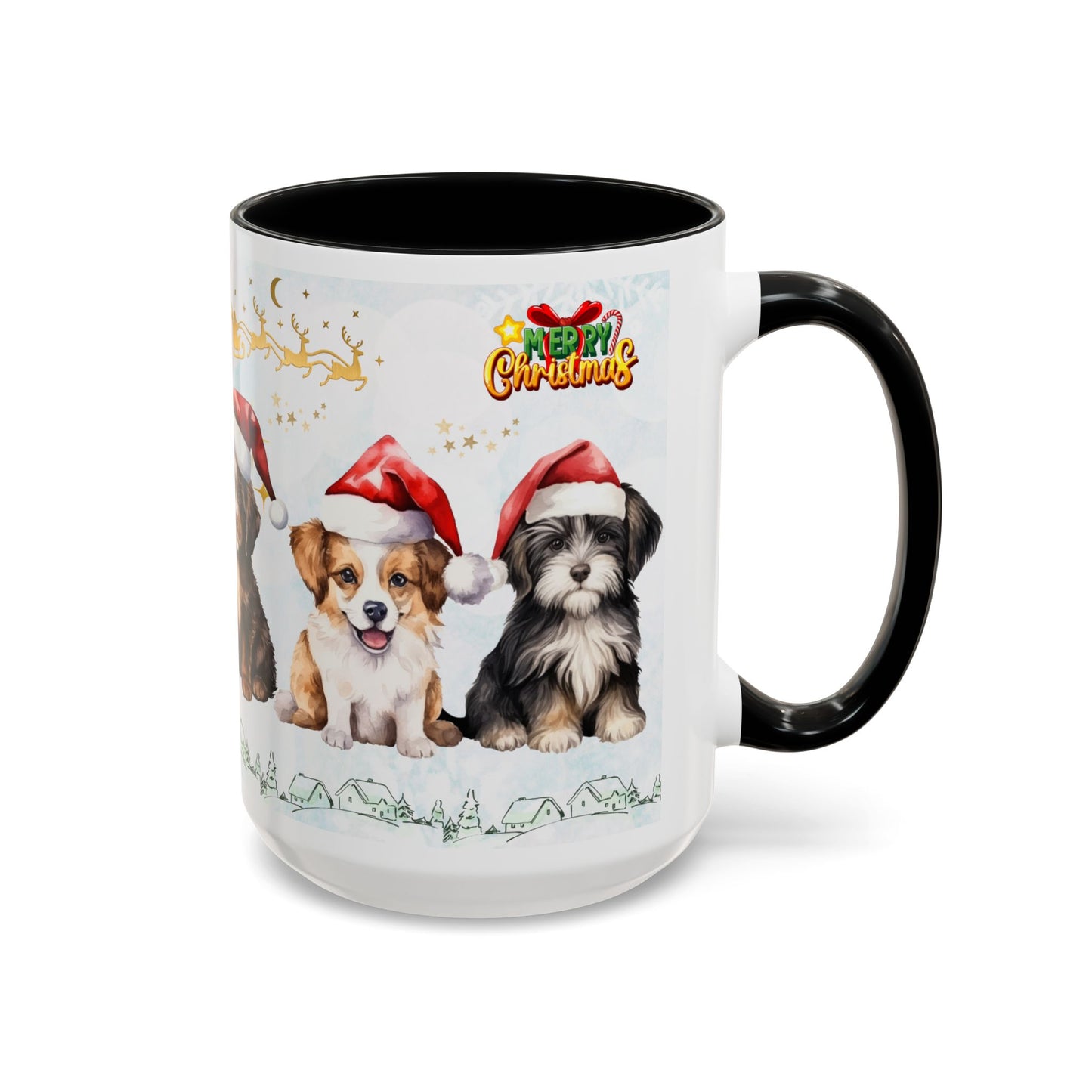 Merry Christmas, Puppies - Accent Coffee Mug (11, 15oz)