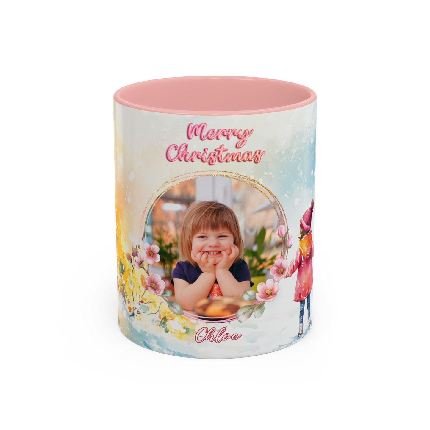 Chloe, Merry Christmas, For Girls, Customizable  - Accent Coffee Mug (11, 15oz) - 10150