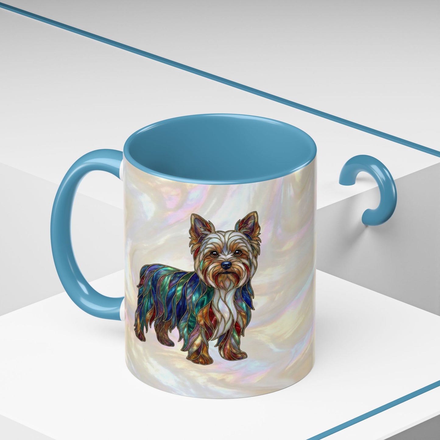 Yorkie Accent Coffee Mug – Stained Glass Design 11/15oz - 14653