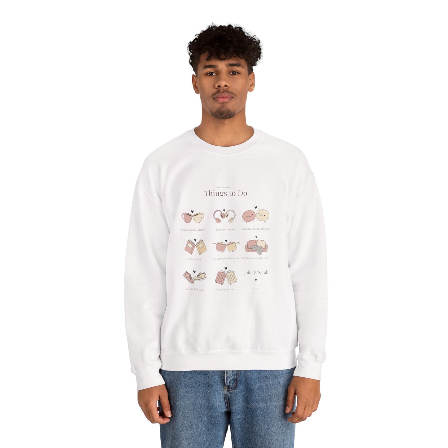 Our Favourite Things to Do Together – Personalised Illustration Crewneck Sweatshirt | Valentine’s Gift - 14726