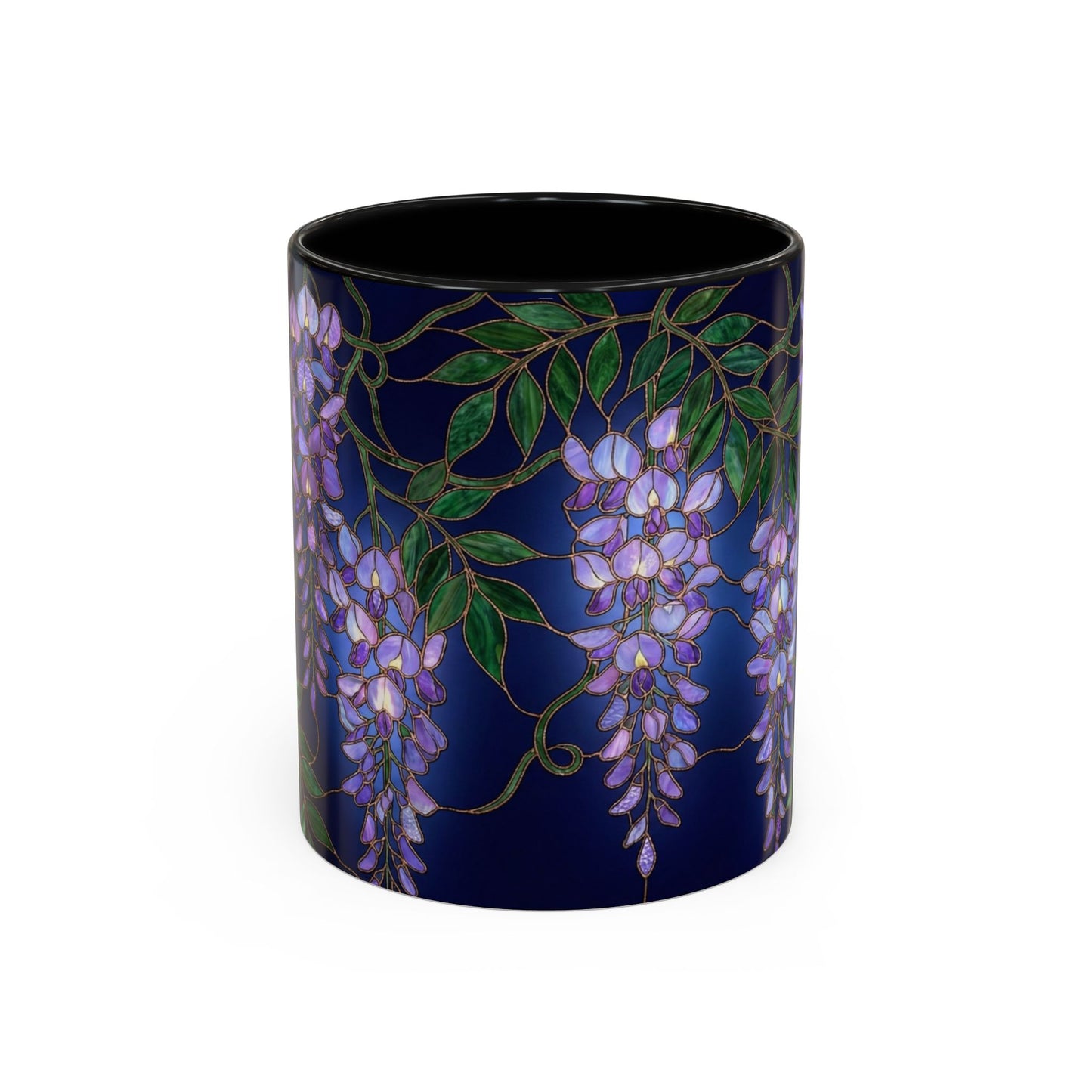 Wisteria Bloom Accent Coffee Mug — Stained Glass Design 11/15oz - 14589