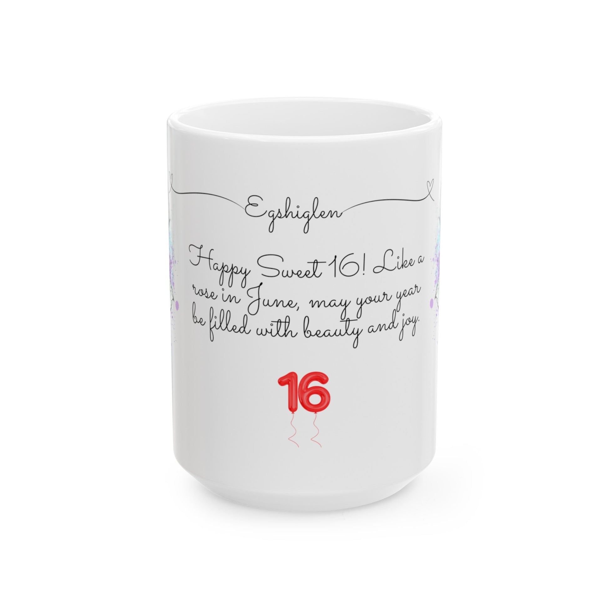 Sweet 16, June, Roses, Customized Ceramic Mug, (11oz, 15oz)