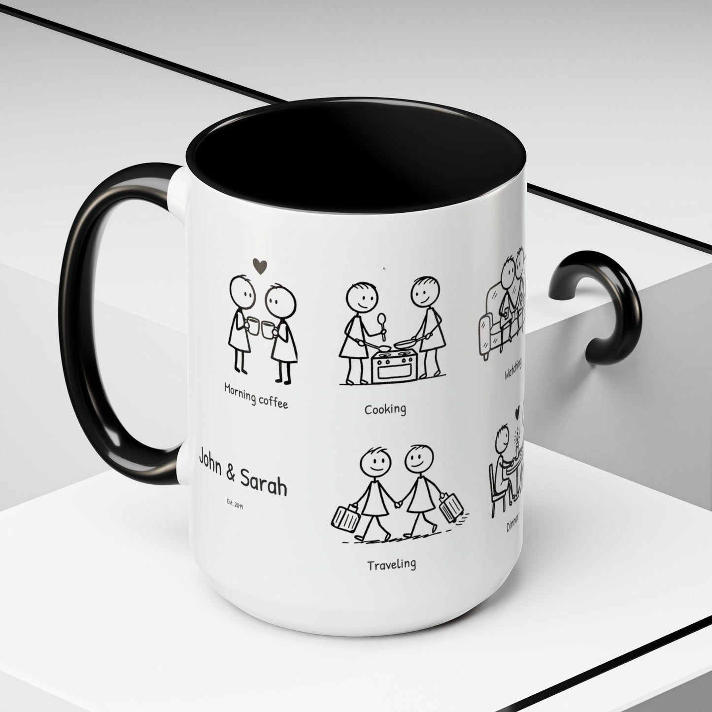 Our Favorite Things to Do Valentine’s Mug – Cozy Couples Illustrated Accent Coffee Mug - 14705