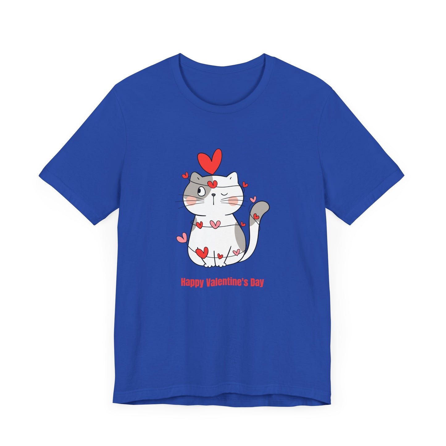 Cute Cat, Happy Valentine's Day - Unisex Jersey Short Sleeve Tee - 11359