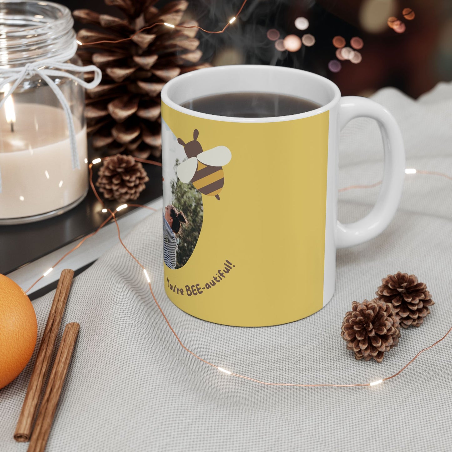 Mom, You're Bee-autiful, Photo Customizable, Ceramic Mug - Perfect Gift for Mother's Day - 11818