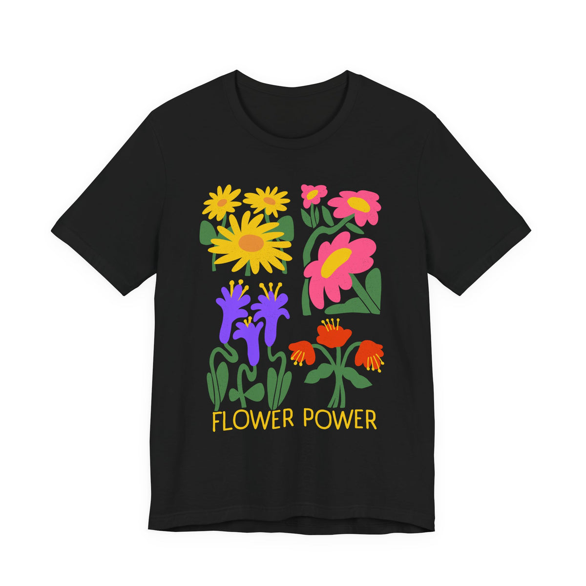 Flower Power T-Shirt — Retro Colorful Floral Graphic Tee - 14964