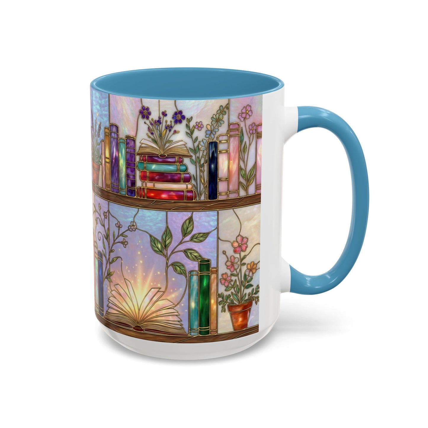 Magic Book Shelf Accent Coffee Mug — Stained Glass Design (11/15 oz) - 14529