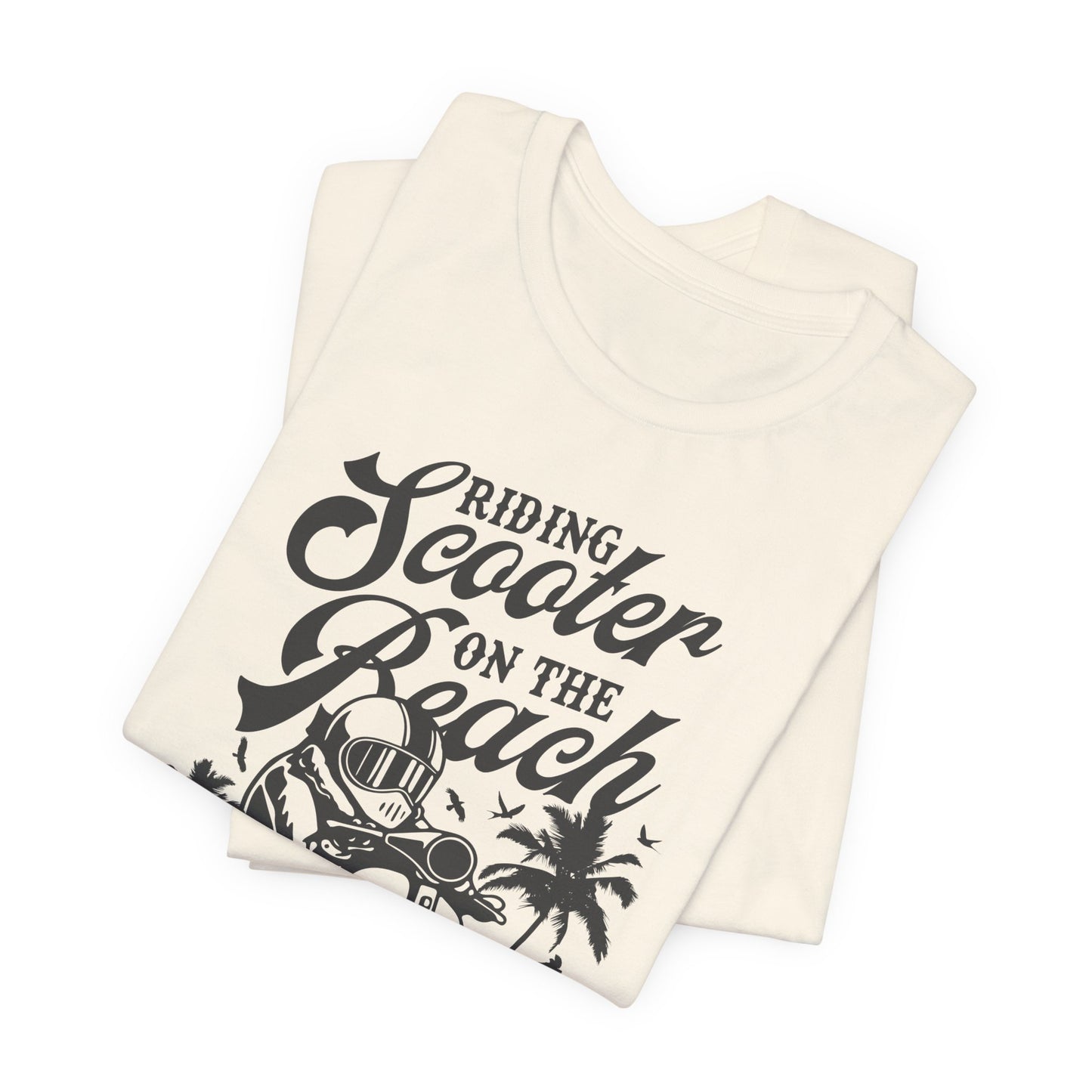 Riding Scooter on the Beach, Enjoy the Ride - Unisex Jersey Short Sleeve Tee - 13254