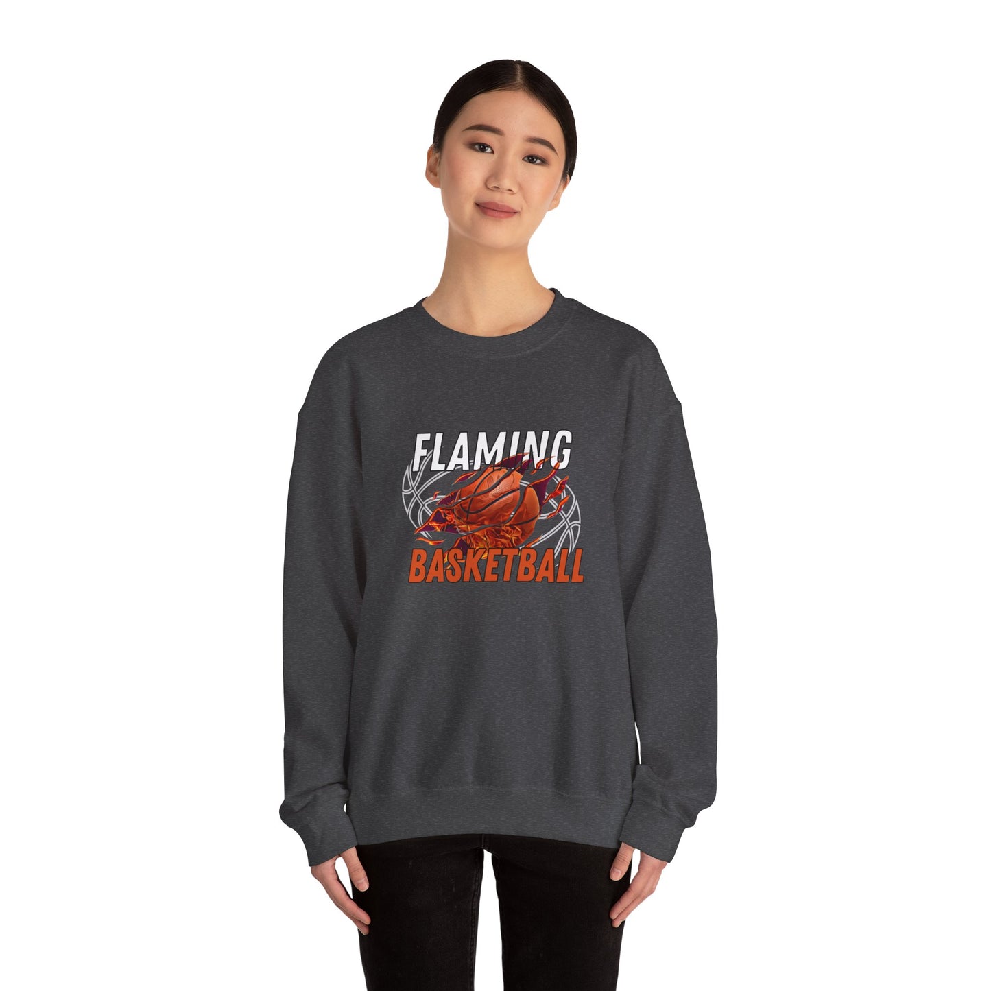 Flaming Basketball - Unisex Heavy Blend™ Crewneck Sweatshirt - 10671