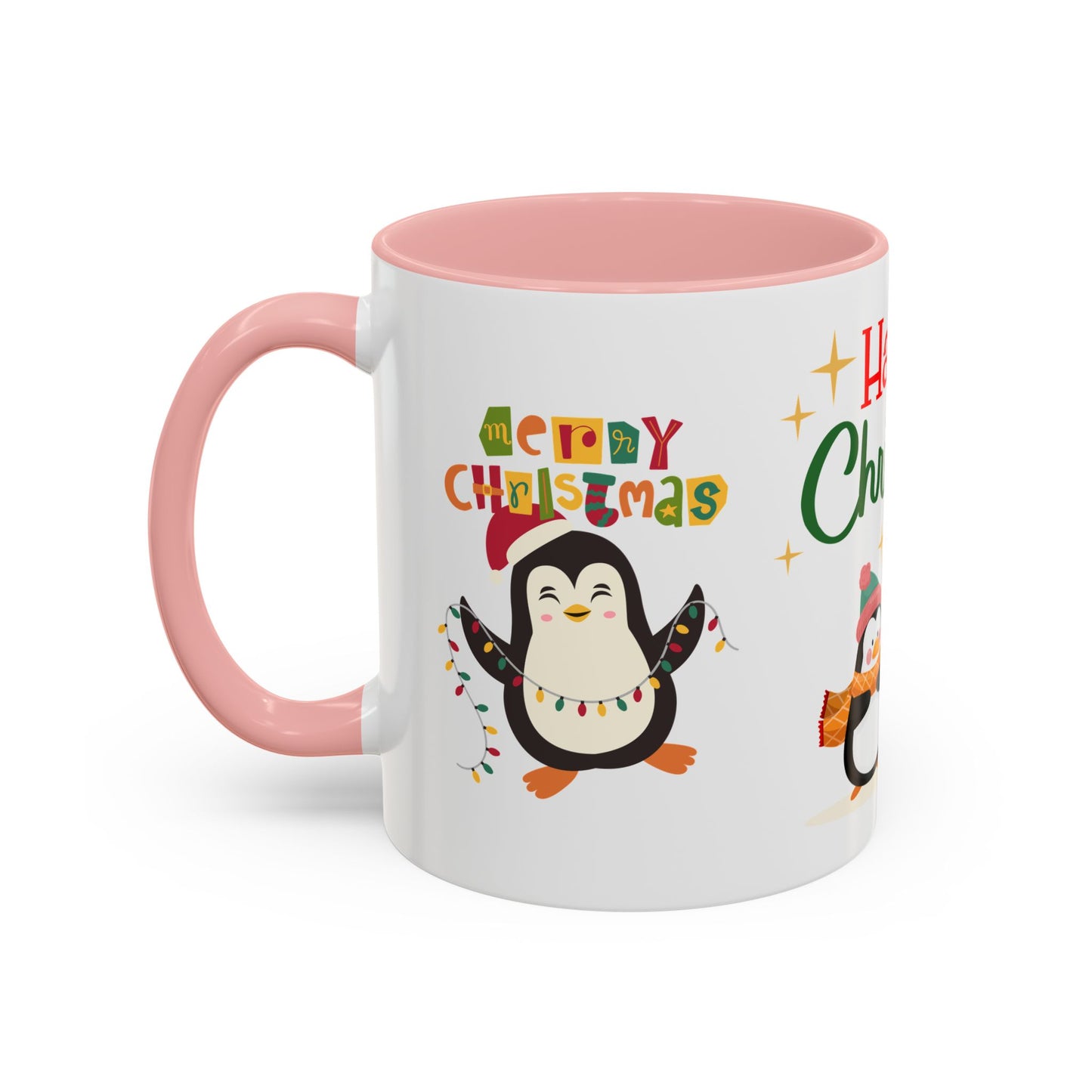 Penguins, Merry Christmas - Accent Coffee Mug (11, 15oz)