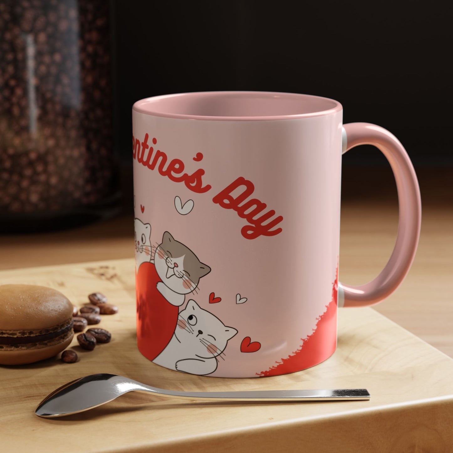 Cats, Happy Valentine's - Accent Coffee Mug (11, 15oz) - 11124
