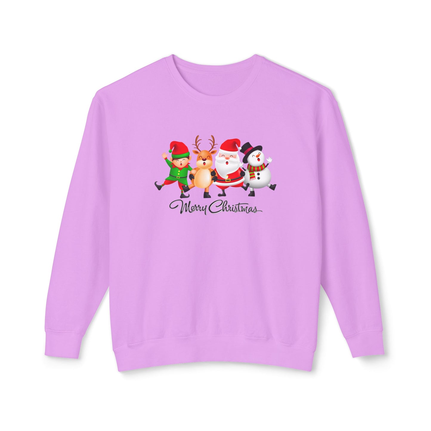 Santa, Snowman, Reindeer & Elf - Unisex Lightweight Crewneck Sweatshirt - 10372