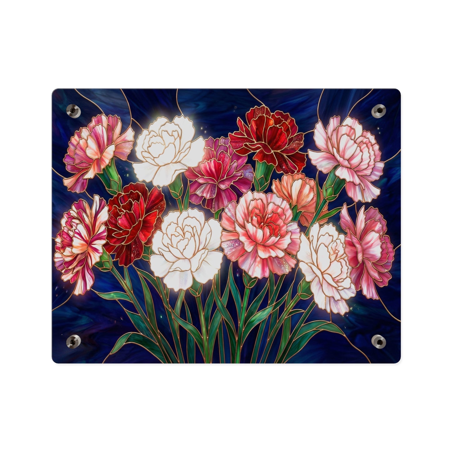 Carnation Bouquet Acrylic Wall Art Panel — Floral Home Décor - 14599