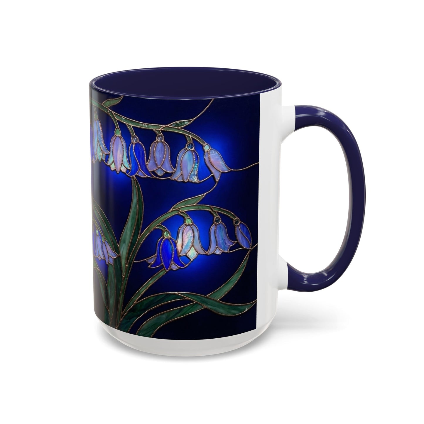 Bluebell Floral Coffee Mug – Stained Glass Design (11/15oz) - 14548