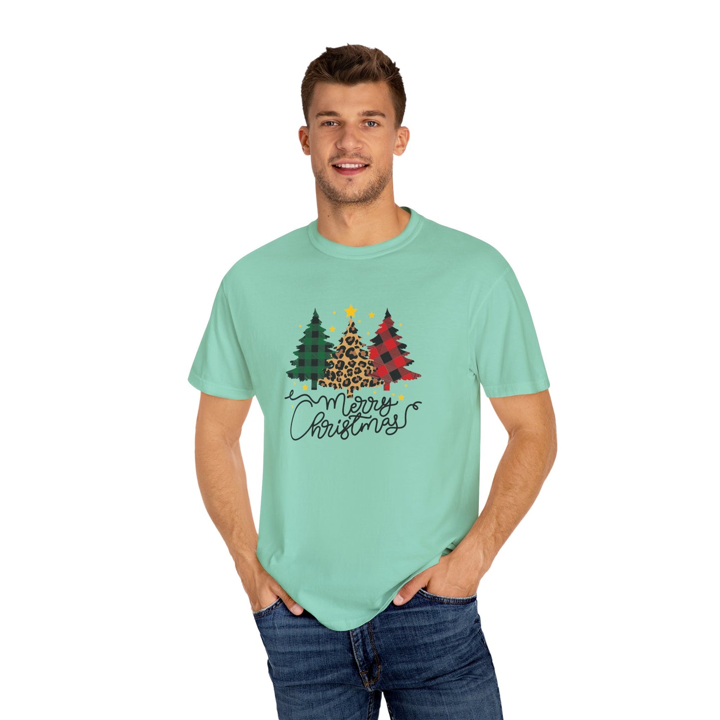 Merry Christmas, Trees - Unisex Garment-Dyed T-shirt - 10199