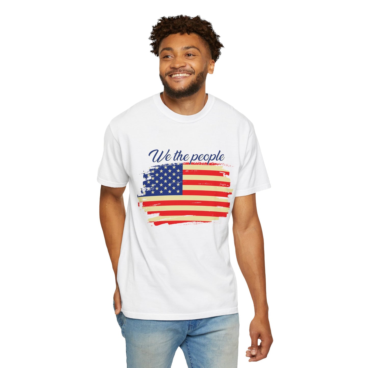 Patriotic Garment-Dyed T-Shirt - We the People, Independence Day Gift, Casual Wear, Constitution Day, Freedom Apparel - 13691