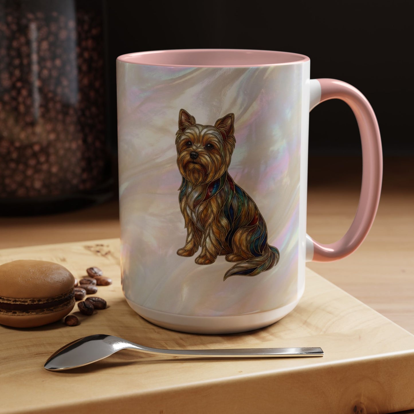 Yorkie Accent Coffee Mug – Stained Glass Design 11/15oz - 14653