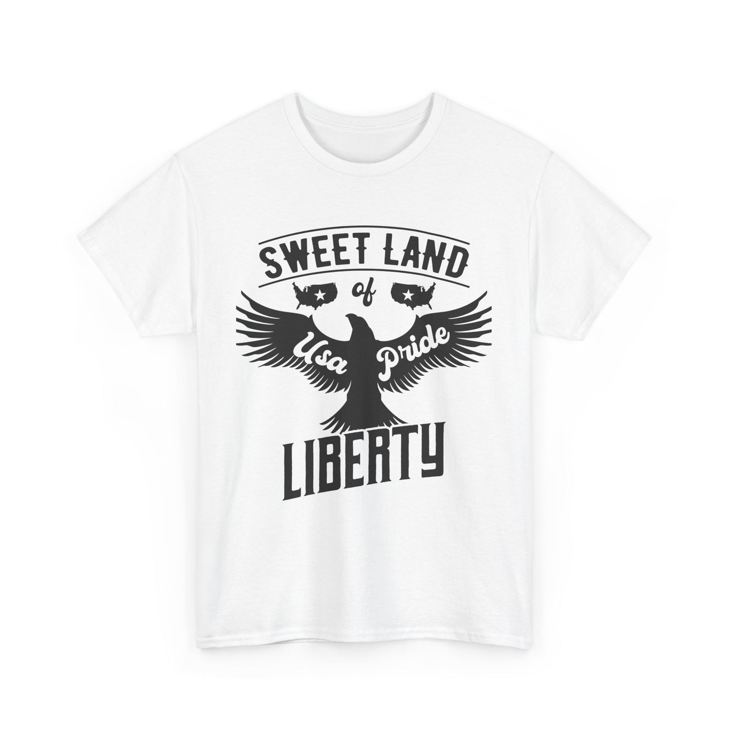 Sweet Land of Liberty Design, Unisex Heavy Cotton Tee: Patriotic T-shirt, Gift for Freedom Lovers, Casual Wear, Independence Day Shirt - 13492
