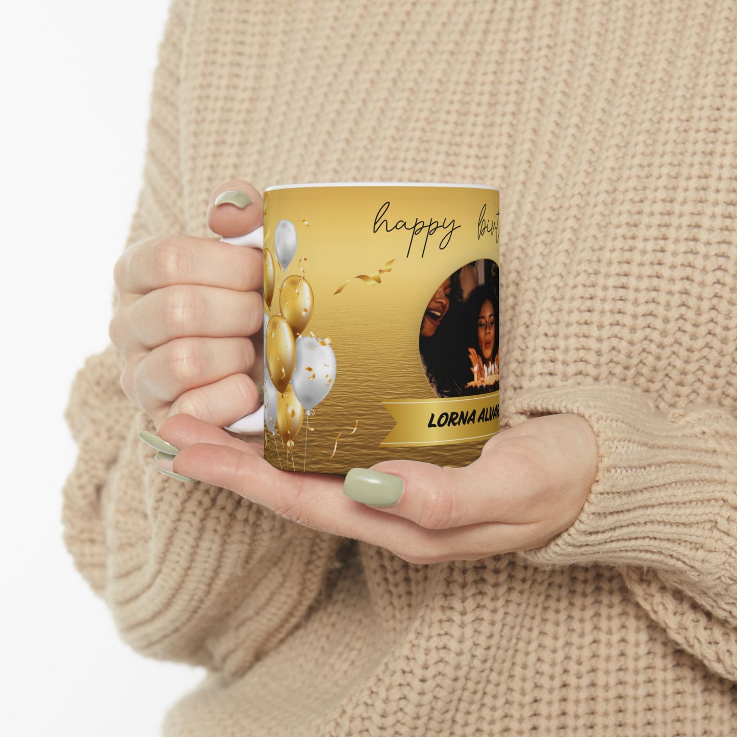 Personalized Birthday Mug, Customizable Gift for Tea & Coffee Lovers, Celebration Ceramic Mug - 13993