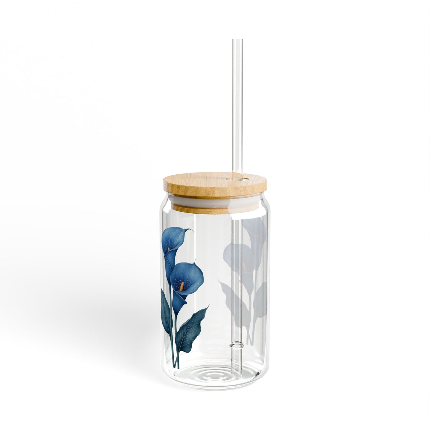 Blue beauty in bloom,  Customizable - Sipper Glass, 16oz