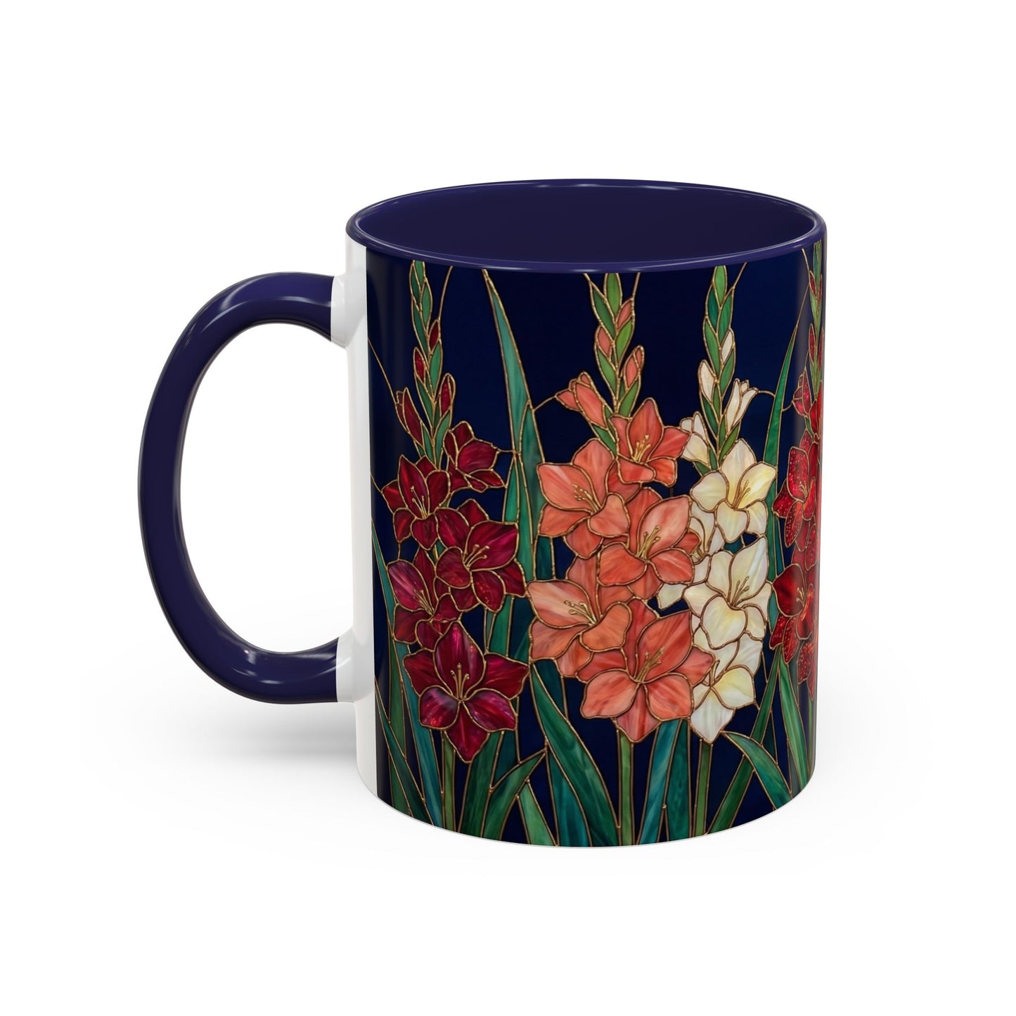 Gladiolus Floral Accent Coffee Mug — Stained Glass Design (11/15oz) - 14594