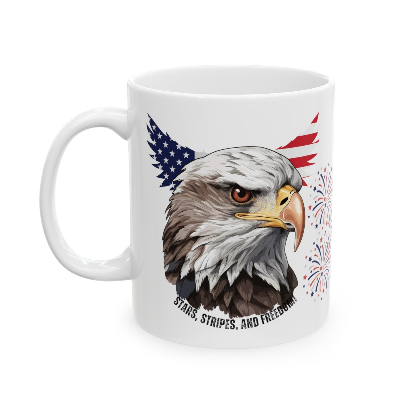 July 4, Eagle - Ceramic Mug, (11oz, 15oz)