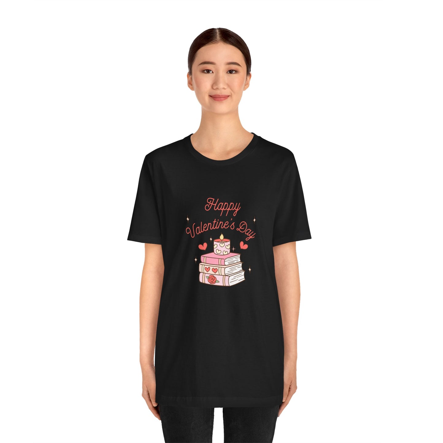 Books, Happy Valentine's Day - Unisex Jersey Short Sleeve Tee - 11572