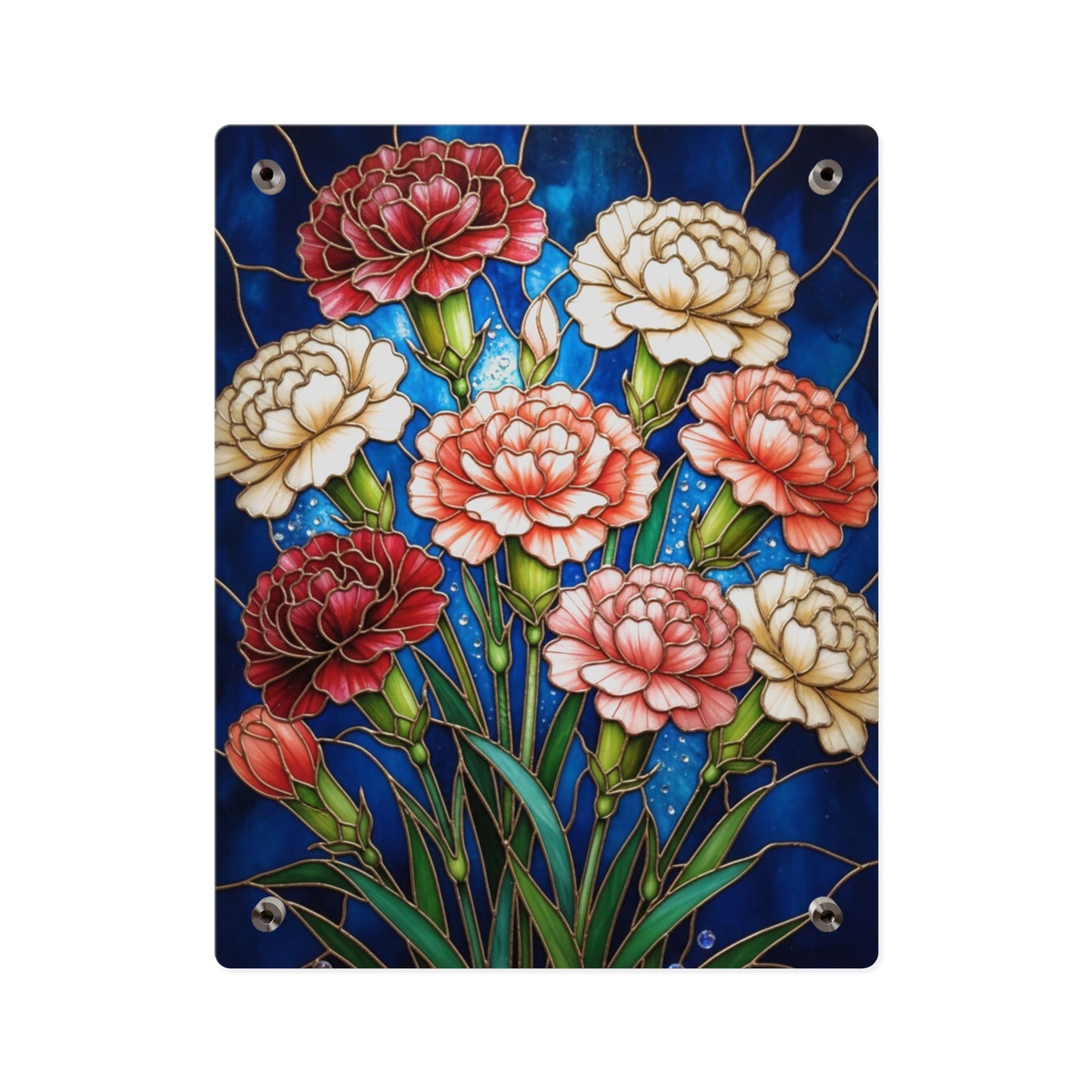 Carnation Bouquet Acrylic Wall Art Panel — Floral Home Décor - 14599