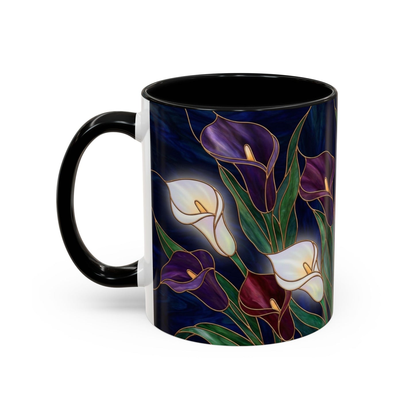 Calla Lily Floral Coffee Mug — Stained Glass Design (11/15oz) - 14557