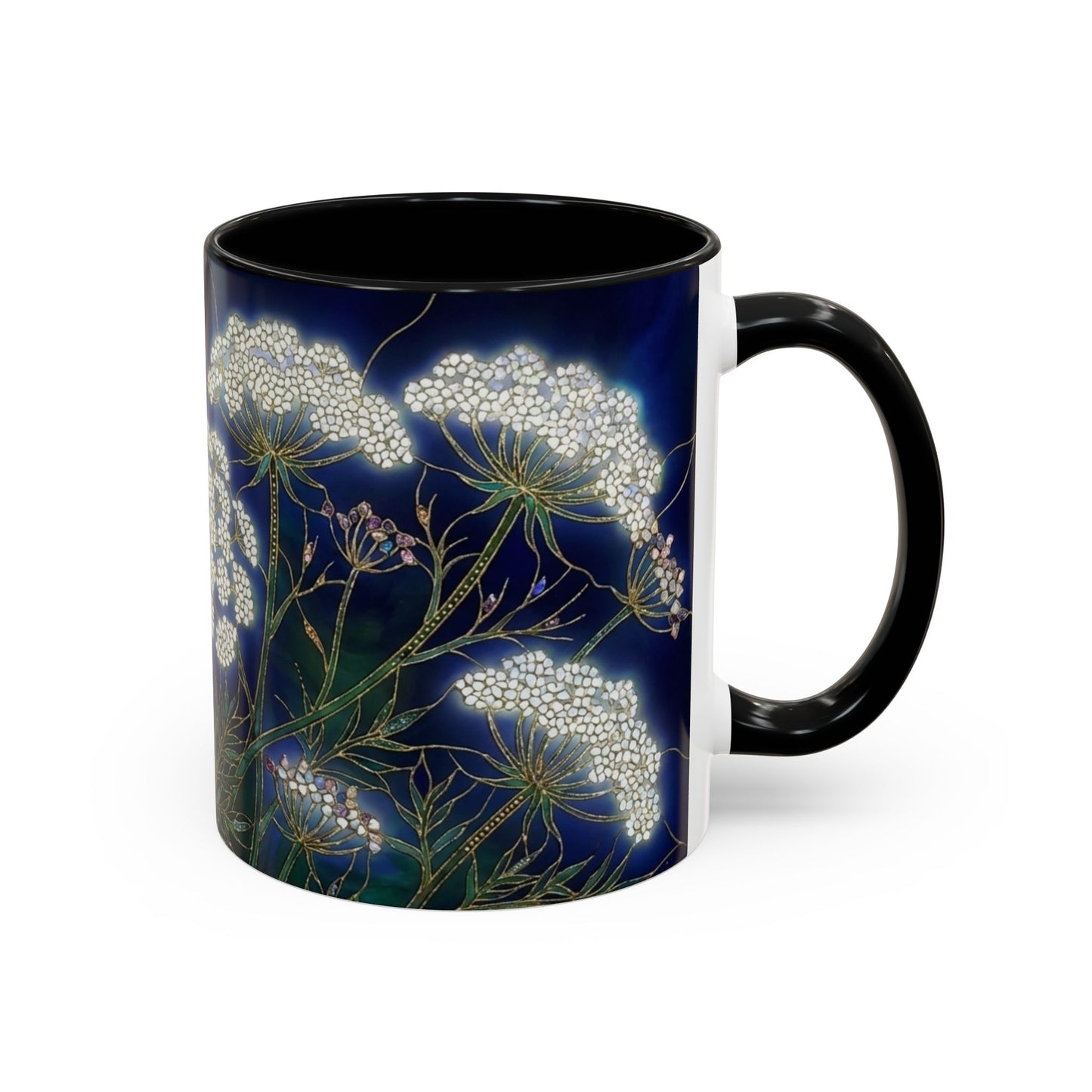 Queen Anne's Lace Floral Coffee Mug — Stained Glass Design (11/15oz) - 14583