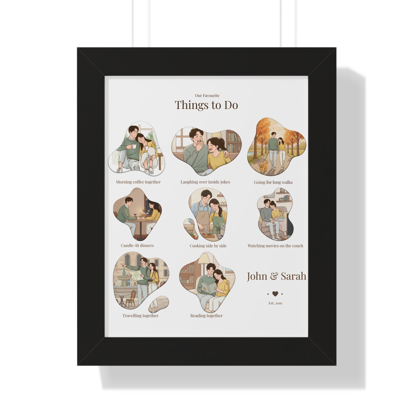 Framed Poster – “Our Favourite Things to Do” Personalized Couple Print | Valentine’s Gift - 14709